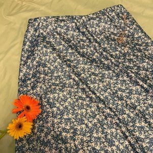 Loft Plus Silky Floral Midi Skirt